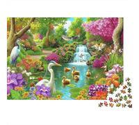 Colorful Garden Scene 100% Recycled Cardboard Lush Garden Waterfall 1000 Piece Puzzle for Adults The Impossible Challenge Fun Present 52x38cm/1000pcs