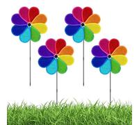 Colorful Garden Windmill | 4X Yard Decorations Outdoor Wind Spinner | Bird-Proof Shiny Reflective Windmill Multi-Colored Weather-Resistant for Porch Lawn