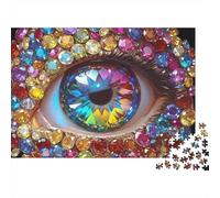 Colorful Gem Eye Art 100% Recycled Cardboard Jeweled Eye Mosaic 1000 Piece Puzzle for Adults The Impossible Challenge Fun Present 52x38cm/1000pcs