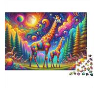 Colorful Giraffe Forest Landscape Rompecabezas Imposible,desafío for Adults Juego Educativo 1000 Piezas Obra De Arte De Juego De para Adultos, Regalos A Partir De 14 Años 52x38cm/1000pcs
