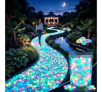 Colorful Glow-in-the-Dark Garden Stones, 2026 New Glowing Pebbles for Garden Outdoor,Beautiful Luminous Stepping Stones Glow Rocks Walkway Patio Yard Landscaping, Fish Tank Aquarium Decor(Blue,200pcs)
