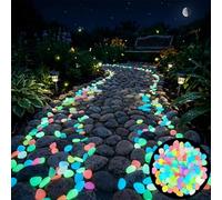 Colorful Glow-in-the-Dark Garden Stones, Night Guide Pebbles Glow in The Dark Rocks, Luminous Stepping Stones Glow Rocks for Garden Path Walkway Yard Fish Tank Decor (Color,200Pcs)