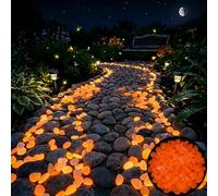 Colorful Glow-in-the-Dark Garden Stones, Night Guide Pebbles Glow in The Dark Rocks, Luminous Stepping Stones Glow Rocks for Garden Path Walkway Yard Fish Tank Decor (Orange,400Pcs)