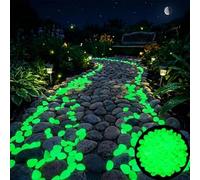 Colorful Glow-in-the-Dark Garden Stones, Night Guide Pebbles Glow in The Dark Rocks, Luminous Stepping Stones Glow Rocks for Garden Path Walkway Yard Fish Tank Decor (Green,600Pcs)