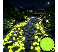 Colorful Glow-in-the-Dark Garden Stones, Night Guide Pebbles Glow in The Dark Rocks, Luminous Stepping Stones Glow Rocks for Garden Path Walkway Yard Fish Tank Decor (Yellow,400Pcs)