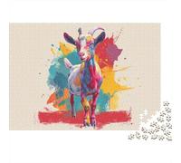 Colorful Goat Art Print Puzzles Imposible,desafío para Adultos Juego Educativo 1000 Piezas Obra De Arte De Juego De para Adultos Y Niños 52x38cm/1000pcs