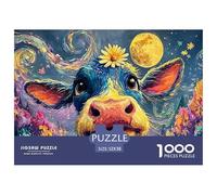 Colorful Graffiti Painting of A Cute Cow 1000 Stück Stabiler Karton Puzzle Daisy Cow Lebendige Bilder Kreatives Spiel Puzzles Als Wohnaccessoires 52x38cm/1000pcs