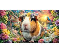 Colorful-Guinea-Pigs-with-Birds-and-Flowers 1000 Piezas Puzzle en Papel Reciclado para Adultos Regalo Divertido Actividad en casa Juego Educativo Idea 70x50/1000pcs
