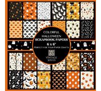Colorful Halloween Scrapbook Papers: 6x6'' Cute and Spooky Double-Sided Decorative Papers for Junk Journaling, Scrapbooking, Card Making, Origami, Collage, Mixed Media and Paper Projects
