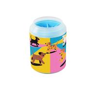 Colorful Happy Dogs Party - Arandela reutilizable para patas de mascotas con cepillo de silicona, kit de limpieza de pies suaves para perros medianos a grandes
