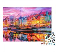 Colorful Harbor Scene 100% Recycled Cardboard Vibrant Harbor City 1000 Piece Puzzle for Adults The Impossible Challenge 70x50cm/1000pcs