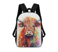 Colorful Highland Cow Art Print-2 Mochilas Impresas En 3D Para Niños 17inch Mochilas De Moda Informales Para El Día A Día, Bolsas De Viaje, Mochilas Informales Para Exteriores Para Niños Y Niñas
