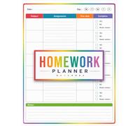 Colorful Homework Planner for ADHD Students: Bright Undated Assignment Tracker Notebook for Kids and Teens - Elementary, Middle & High School