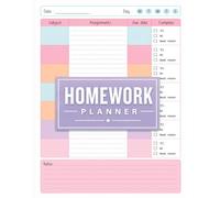 Colorful Homework Planner for ADHD Students: Undated Daily Assignment Tracker Notebook for Elementary, Middle & High School Kids - Boys and Girls