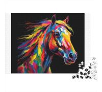 Colorful Horse Art 100% Recycled Cardboard Rainbow Horse Art 1000Pc Jigsaw Puzzles For Adults & Kids Fun Present 38x26cm/1000pcs
