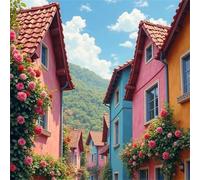 Colorful Houses Sky 60 Piece Jigsaw Puzzles for Adults 35x35cm, Adult Jigsaw Puzzles 60 Pieces, Challenging&Brainteasing Puzzle Family Games, Beautiful Decoration Puzzle