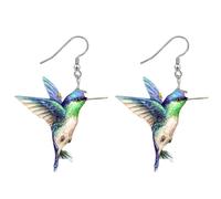 Colorful Hummingbird Earrings - Bird Lover Dangle, Acrylic 2d Hummingbirds Earring Lightweight Vivid Style | Suitable for Women Daily Outfit Celebration Event Nature Theme Accessory