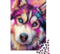Colorful Husky Art Print Puzzle Imposible,desafío for Adults Juego Educativo 1000 Piezas Obra De Arte De Juego De para Adultos Y Niños A Partir De 12 Años 70x50cm/1000pcs