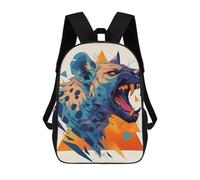 Colorful Hyena Illustration with Geometric Shapes Mochila Escolar Infantil De 17 Pulgadas Con Estampado 3D, Mochila Moderna Para Niños, Mochilas De Viaje, Bolsas Para Libros, Mochila Escolar Infantil