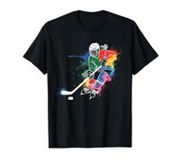 Colorful Ice Hockey Player Fan Rainbow Splash For Girls Camiseta