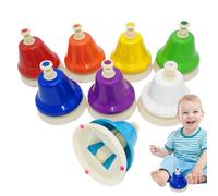 Colorful Kids Hand Bells Musical Instrument 8 Note Desk Bell Set Educational Music Learning Toy Percussion Rhythm Sound Activity Kit For Classroom Home School Training Early Skill Development