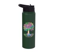 Colorful Life Is Really Good Vintage Unique Tree Art Stainless Steel Insulated Water Bottle