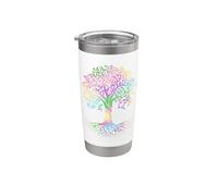Colorful Life Is Really Good Vintage Unique Tree Art Vaso térmico de acero inoxidable de doble pared