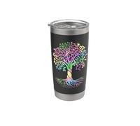 Colorful Life Is Really Good Vintage Unique Tree Art Vaso térmico de acero inoxidable de doble pared