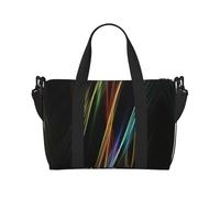 Colorful Lines Art - Bolsas de viaje de fin de semana para mujer, bolsa de gimnasio deportiva, bolsa de lona para entrenamiento, durante la noche, Black, Talla única