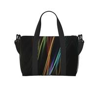Colorful Lines Art - Bolsas de viaje de fin de semana para mujeres, bolsa de gimnasio deportiva, bolsa de lona de entrenamiento, durante la noche, Black, Talla única