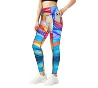 Colorful Lines Art Print - Ropa de gimnasio para mujer, conjuntos de entrenamiento con control de abdomen, ropa de fitness, Negro, L