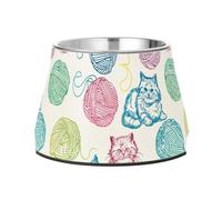 Colorful Lines - Comedero para gatos y perros, cuencos elevados de acero inoxidable para amar a las mascotas y comer lentamente