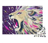 Colorful Lion Art Print-2 Puzzles Imposible,desafío for Adults Entretenimiento Creativo 1000 Piezas Obra De Arte De Juego De para Adultos Y Niños 70x50cm/1000pcs