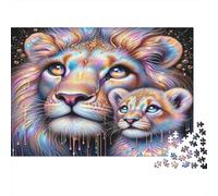 Colorful Lion Family 100% Recycled Cardboard Lion & Cub Art 1000Pc Jigsaw Puzzle Adults Fun Activity for Rainy Days 38x26cm/1000pcs