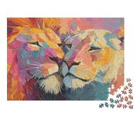 Colorful Lion Painting Artwork Puzzles Imposible,desafío for Adults Entretenimiento Creativo 1000 Piezas Obra De Arte De Juego De para Adultos, Regalos A Partir De 14 Años 52x38cm/1000pcs