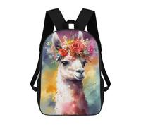 Colorful Llama with Flower Crown Art Print Mochilas Impresas En 3D Para Niños 17inch Mochilas De Moda Informales Para El Día A Día, Bolsas De Viaje, Mochilas Informales Para Exteriores Para Niños Y Ni