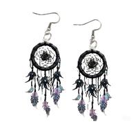 Colorful Long Dangle Earrings, Vintage Feather Earrings With Dream Catcher Design, Handmade Lightweight Dangle Accessory (Color G, 3.5 * 2.5 * 0.3cm/1.4 * 1 * 0.1in)