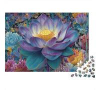 Colorful Lotus Flower Artwork Puzzle Imposible,desafío for Adults Entretenimiento Creativo 1000 Piezas Obra De Arte De Juego De para Adultos Y Niños 38x26cm/1000pcs