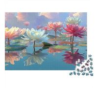 Colorful Lotus Pond Reflections Puzzles Imposible,desafío for Adults Entretenimiento Creativo 1000 Piezas Obra De Arte De Juego De para Adultos Y Niños 52x38cm/1000pcs