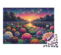 Colorful Lotus Pond Sunset Puzzles Imposible,desafío for Adults Juego Educativo 1000 Piezas Obra De Arte De Juego De para Adultos Y Niños Mayores De 12 Años 70x50cm/1000pcs