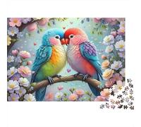 Colorful Love Birds 100% Recycled Cardboard Lovebirds Art 1000 Piece Puzzle for Adults The Impossible Challenge Fun Present 70x50cm/1000pcs