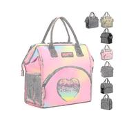 (Colorful Love)Lunch Bag Insulated Lunch Box Wide-open Lunch Tote Bag Large Drinks Holder Z Tw