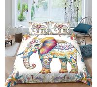 Colorful mandala Funda de Edredón Microfibra Suave 3 Piezas Estampado 3D Cremallera Oculta Colorido mandala Funda Edredon con Fundas de Almohada Antibacteriana Lavables for niños Single（135x200cm）