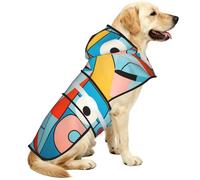 Colorful Maze - Chubasquero impermeable para perros pequeños, medianos y grandes, con rayas reflectantes y correa ajustable para el vientre