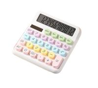 Colorful Mechanical Calculator - 12 Digit Solar Desk Calculators, Cute Stylish Office Calculator with Round Buttons, Solar Powered 12 Digit Display, Ideal for School, Home, Office, Travel & Business