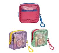 Colorful Mesh Makeup Bags 3 Pack | Visible Hollow Design Cosmetic Pouches with Detachable Wrist Straps | Portable Organizer Bags with Interior Compartments | Storage Cases For Makeup, & Digital