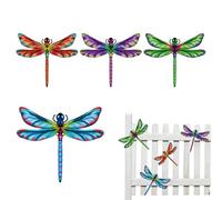 Colorful Metal Dragonfly, Wall Art Foldable, 20x17.3cm/7.87x6.8 Inches, with Outdoor Garden Fence Decor Sculpture, Weather Resistant Iron Craft Design, Inspired Accent for Patio Porch Backyard Use