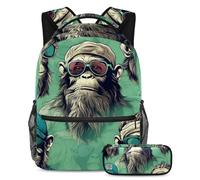 Colorful Monkey eleva tu juego de regreso a la escuela con nuestro juego de 2 mochilas escolares para niños, perfecto para niños, niñas y adolescentes, Multicolor#01, B:29.4x20x40cm P:19x7.5x3.8cm,