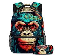 Colorful Monkey eleva tu juego de regreso a la escuela con nuestro juego de 2 mochilas escolares para niños, perfecto para niños, niñas y adolescentes, Multicolor#02, B:29.4x20x40cm P:19x7.5x3.8cm
