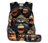 Colorful Monkey eleva tu juego de regreso a la escuela con nuestro juego de 2 mochilas escolares para niños, perfecto para niños, niñas y adolescentes, Multicolor#04, B:29.4x20x40cm P:19x7.5x3.8cm,
